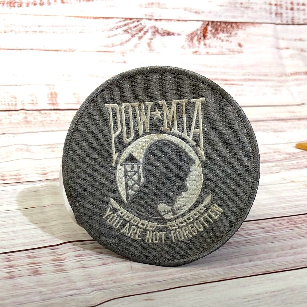 Gray POW MIA prisoner of war you are not forgotten sewable 5” patch NWOT
